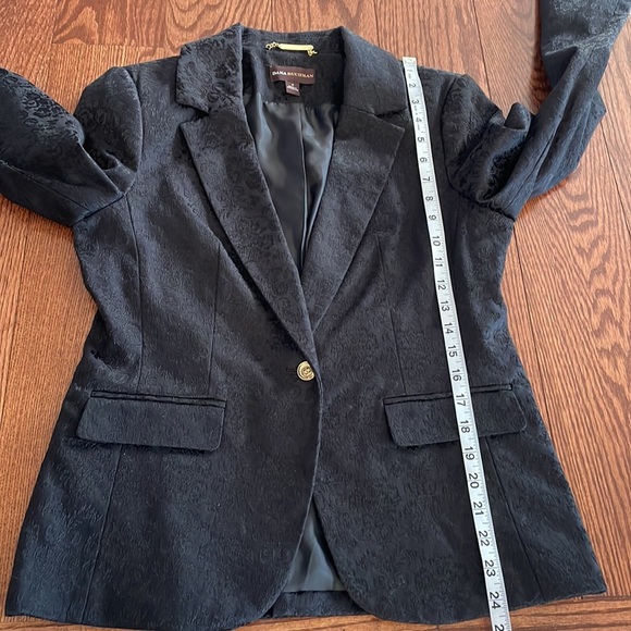 Dana BUCHMAN damask / paisley pattern blazer / jacket black sheen 1 button sz 4 - Picture 11 of 11